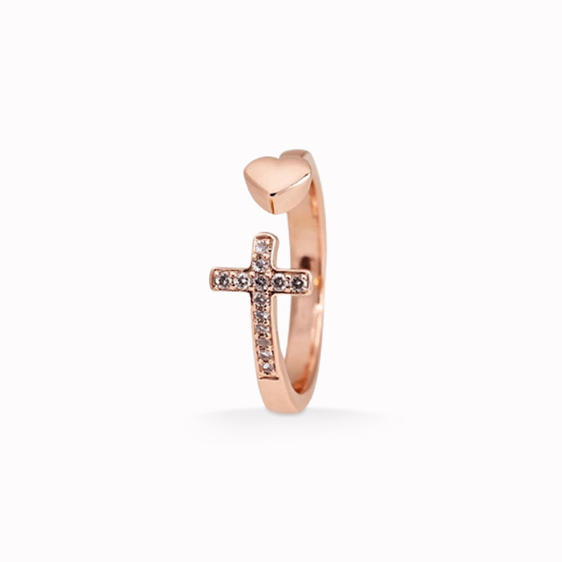 KBoutiques Heart Cross Ring