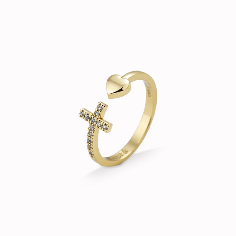 KBoutiques Heart Cross Ring