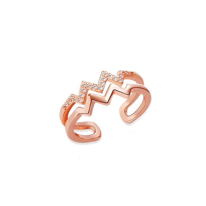 KBoutiques Double Layer Wave Zircon Ring